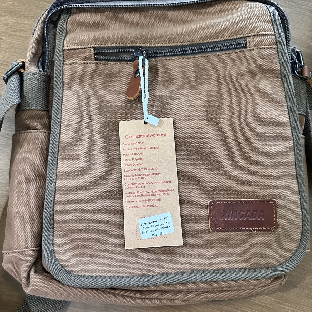 Brown Canvas Crossbody Bag for Men